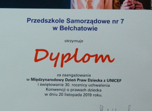 Dyplom Unicef